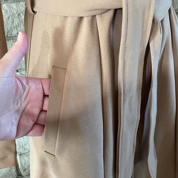 Love Tree Tan Long Sleeve Trench Coat Style Dress. Size Large - Picture 4 of 8